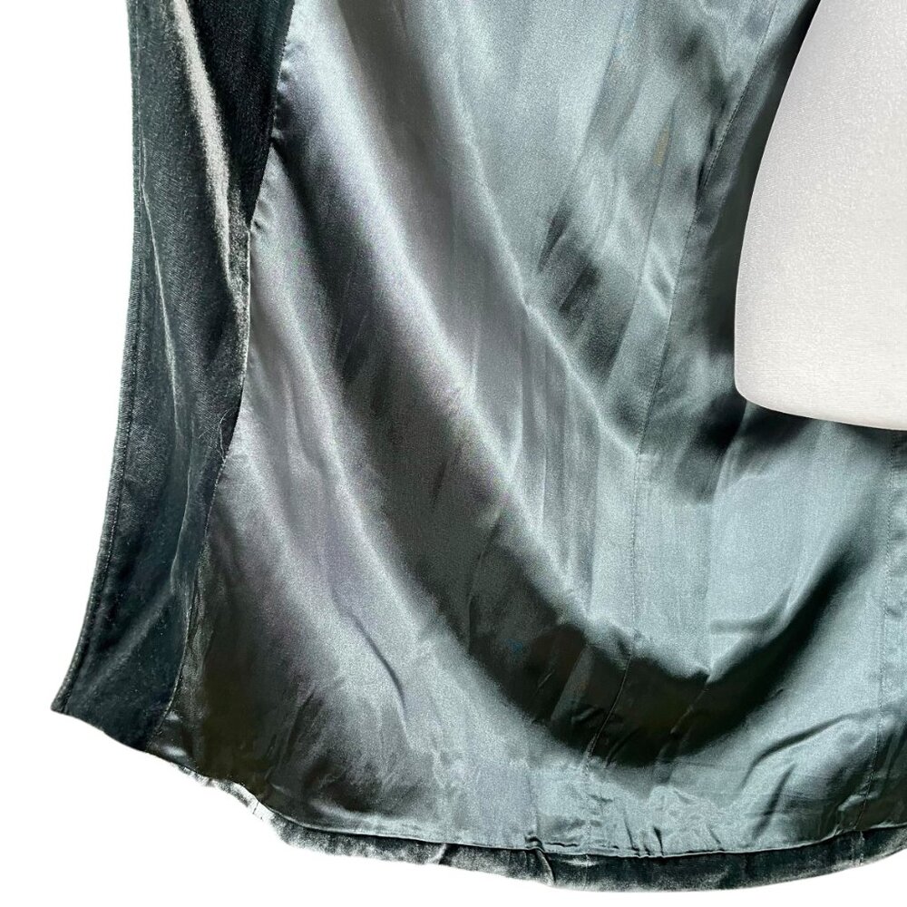 Poetry Silk Velvet Open Front Jacket Drape Collar Charcoal Gray Size 16 Luxury - Picture 8 of 12